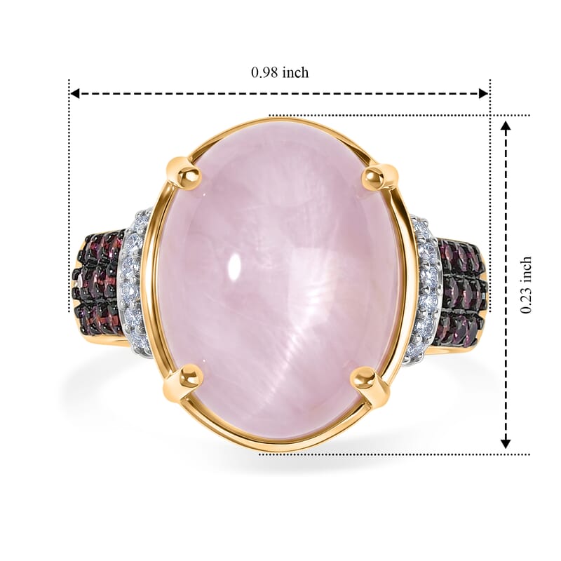 EverTrue Kunzite and Multi Gemstone 11.40 ctw Regal Grace Ring in 18K YG Plated (Size 7.0)