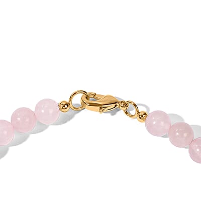 EverTrue Kunzite and Rose Quartz 41.20 ctw Open Filligree Work Bracelet in 18K YG Plated (7.25 In)