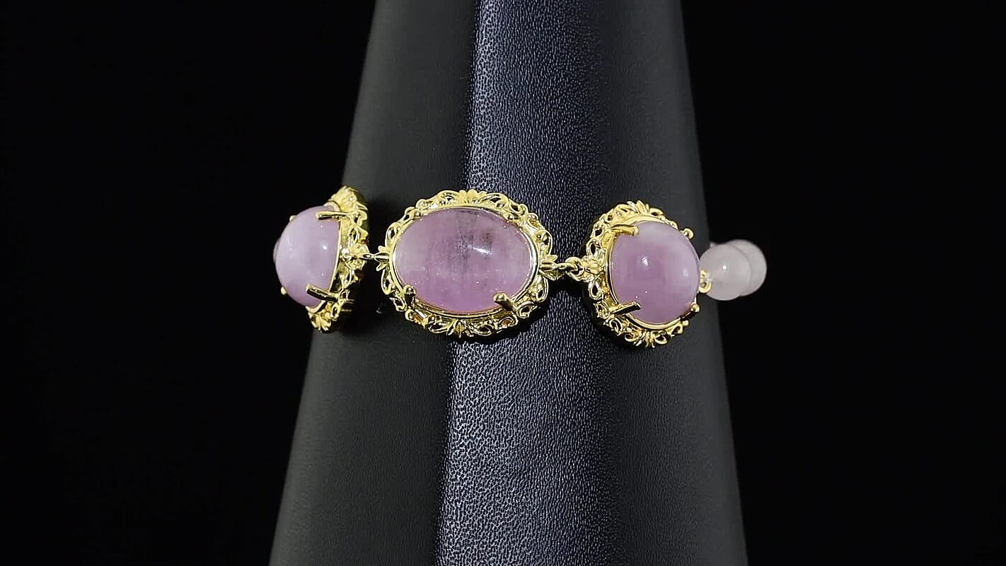 EverTrue Kunzite and Galilea Rose Quartz 40.20 ctw Bracelet in 18K YG Plated (6.50 In)