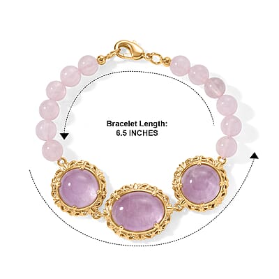 EverTrue Kunzite and Galilea Rose Quartz 40.20 ctw Bracelet in 18K YG Plated (6.50 In)