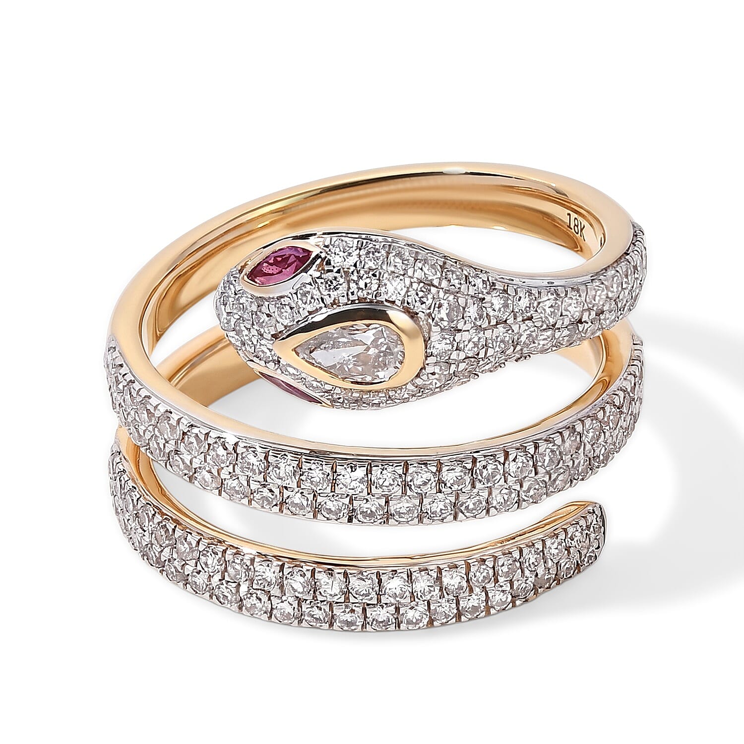 AAAA Mozambique Ruby and Lab Grown Diamond E-F VS 1.60 ctw Ring in 18K Yellow Gold (Size 7.0)