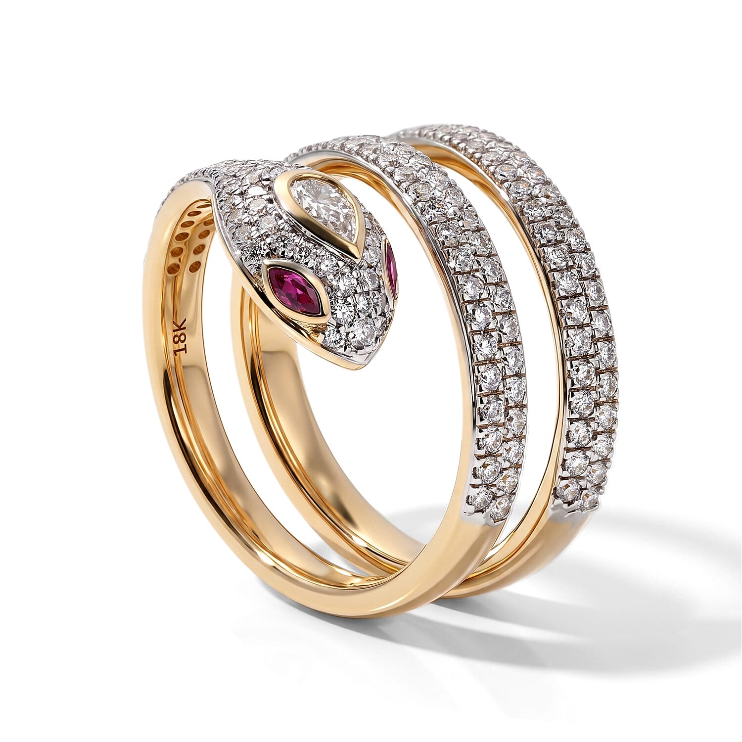 AAAA Mozambique Ruby and Lab Grown Diamond E-F VS 1.60 ctw Ring in 18K Yellow Gold (Size 7.0)