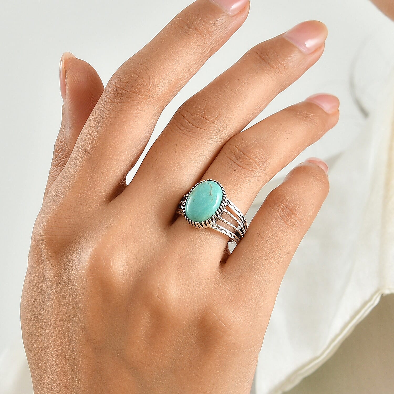 D''Joy Artisan Crafted Premium Tahoe Nevada Turquoise Ring in Sterling Silver (Size 10.0) 5.80 ctw