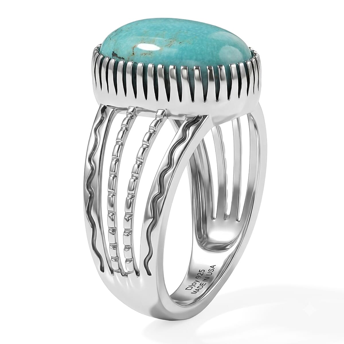 D'Joy Artisan Crafted Premium Tahoe Nevada Turquoise 6.00 ctw Desert River Ring in Sterling Silver (Size 7.0)