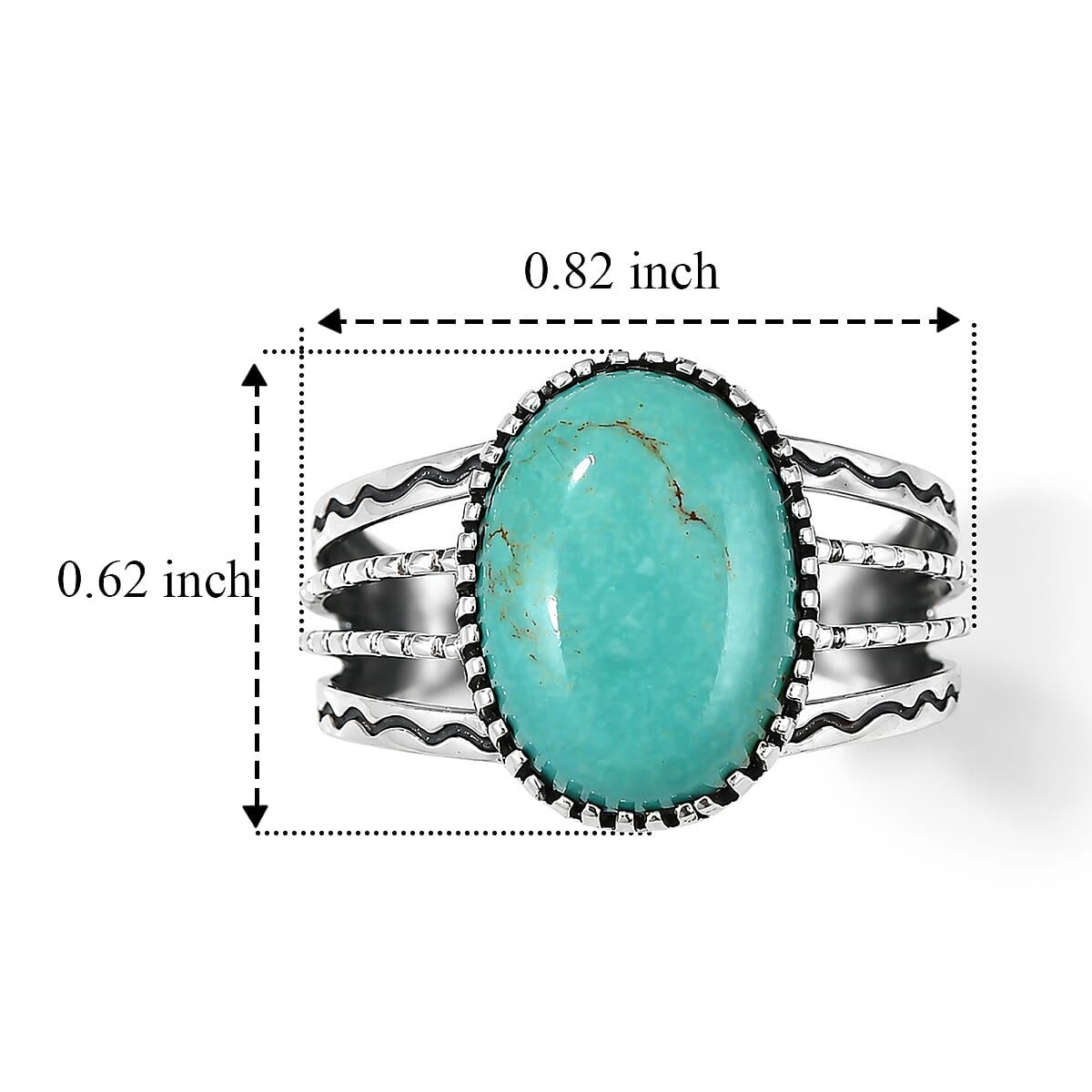 D'Joy Artisan Crafted Premium Tahoe Nevada Turquoise 6.00 ctw Desert River Ring in Sterling Silver (Size 7.0)