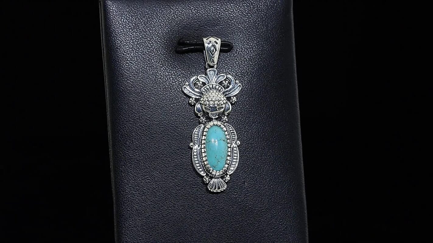 D''Joy Artisan Crafted Premium Tahoe Nevada Turquoise 2.80 ctw Pendant Without in Sterling Silver