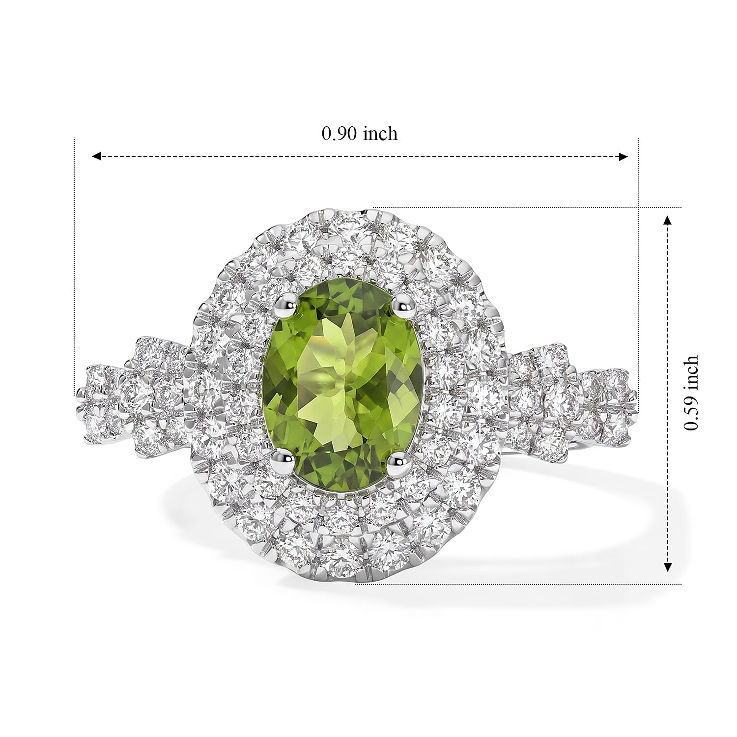 Certified & Appraised D'Joy Premium Sapo Tourmaline and Moissanite 1.90 ctw Ring in Rhodium Over Sterling Silver (Size 6.0)