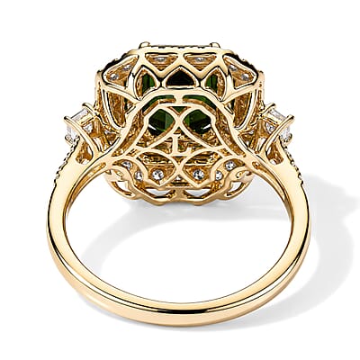 Certified & Appraised AAA Sapo Tourmaline and Luxuriant Lab Grown Diamond G-H SI 3.30 ctw Ring in 10K Yellow Gold (Size 6.0)