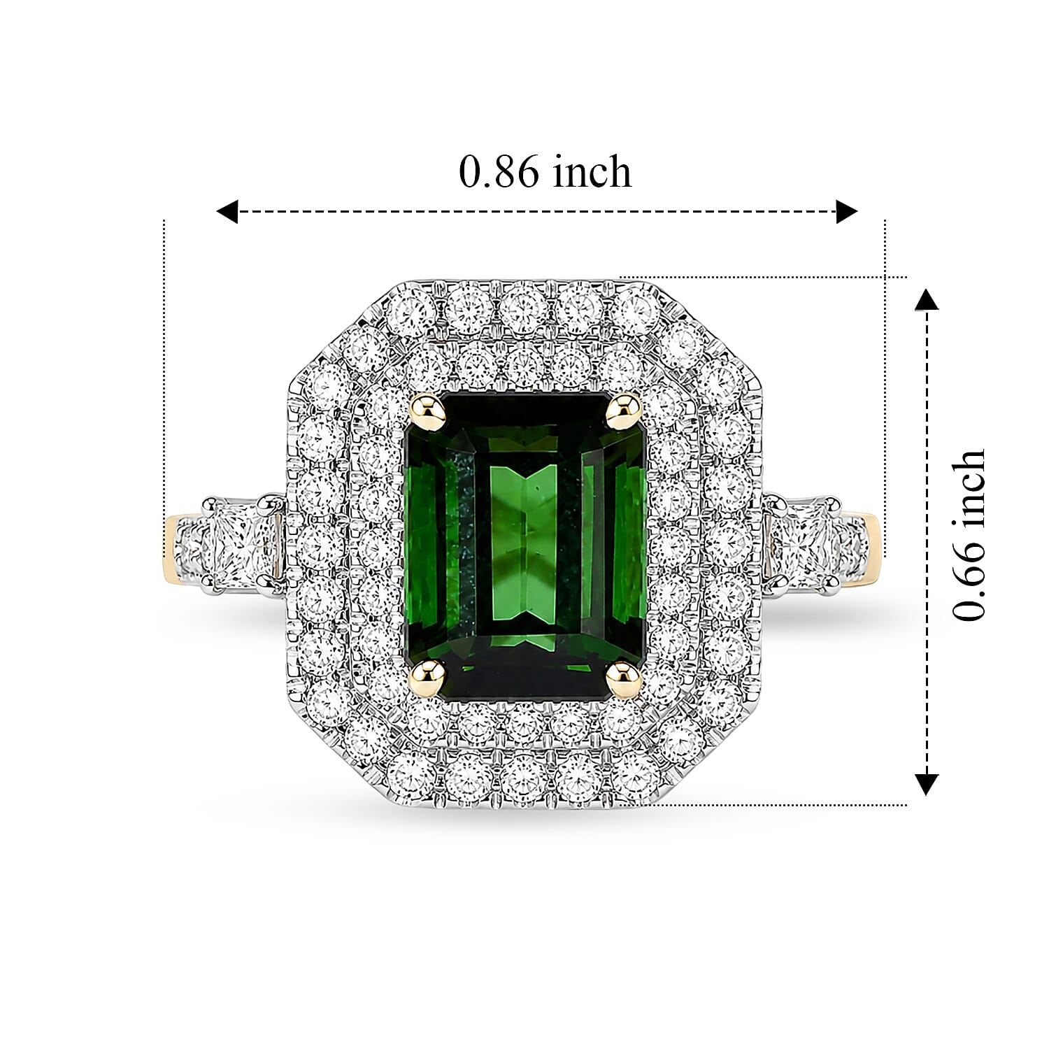 Certified & Appraised AAA Sapo Tourmaline and Luxuriant Lab Grown Diamond G-H SI 3.30 ctw Ring in 10K Yellow Gold (Size 6.0)