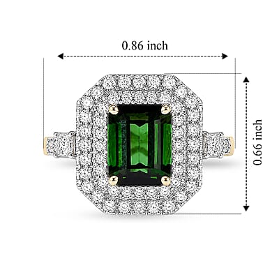 Certified & Appraised AAA Sapo Tourmaline and Luxuriant Lab Grown Diamond G-H SI 3.30 ctw Ring in 10K Yellow Gold (Size 6.0)