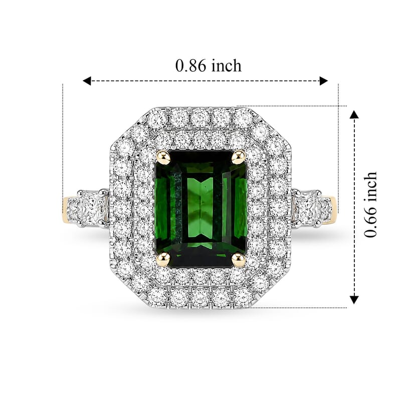 Certified & Appraised AAA Sapo Green Tourmaline and Luxuriant Lab Grown Diamond G-H SI 3.30 ctw Ring in 10K Yellow Gold (Size  6.0)