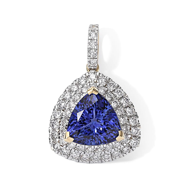 Certified & Appraised AAA Tanzanite and Luxuriant Lab Grown Diamond G-H SI 4.80 ctw Pendant Without Chain in 10K Yellow Gold