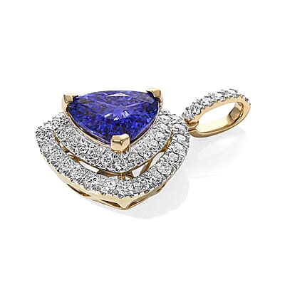 Certified & Appraised AAA Tanzanite and Luxuriant Lab Grown Diamond G-H SI 4.80 ctw Pendant Without Chain in 10K Yellow Gold