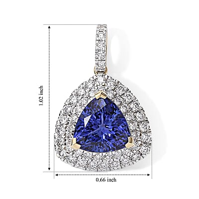 Certified & Appraised AAA Tanzanite and Luxuriant Lab Grown Diamond G-H SI 4.80 ctw Pendant Without Chain in 10K Yellow Gold