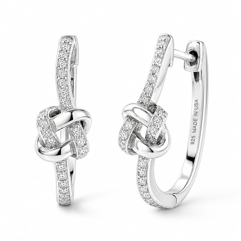 D'Joy Diamond 0.25 ctw Bond Collection Hoop Earrings in Rhodium Over Sterling Silver