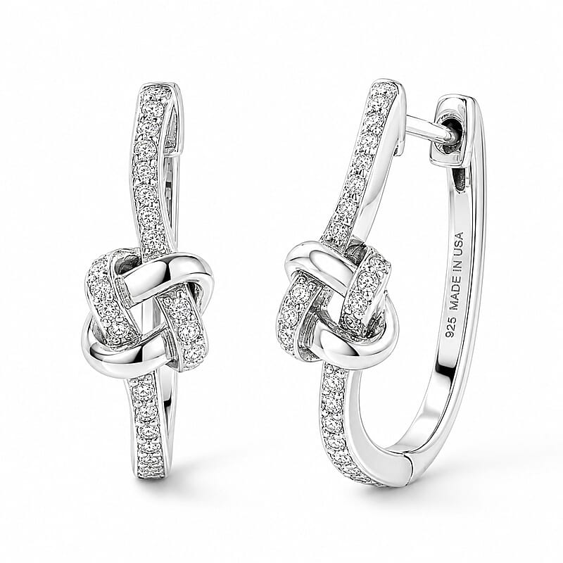D'Joy Bond Collection Diamond 0.25 ctw Hoop Earrings in Rhodium Over Sterling Silver