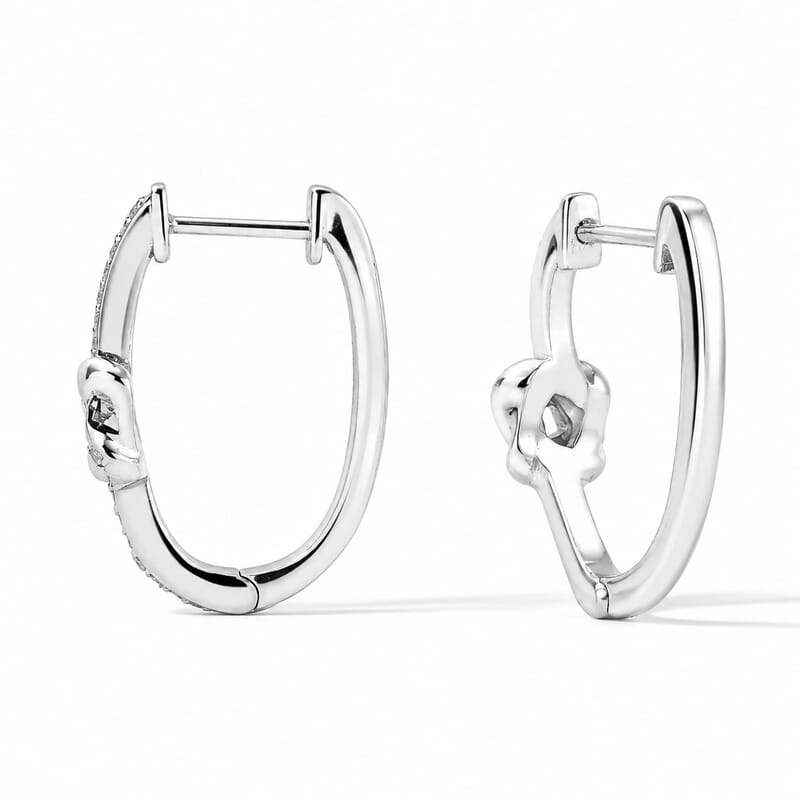D'Joy Diamond 0.25 ctw Bond Collection Hoop Earrings in Rhodium Over Sterling Silver
