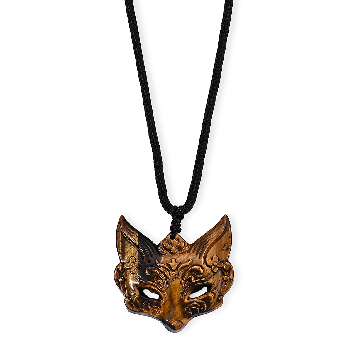 Yellow Tigers Eye 70.00 ctw Seahorse Pendant with Hand Woven Cord Necklace (26 Inches)