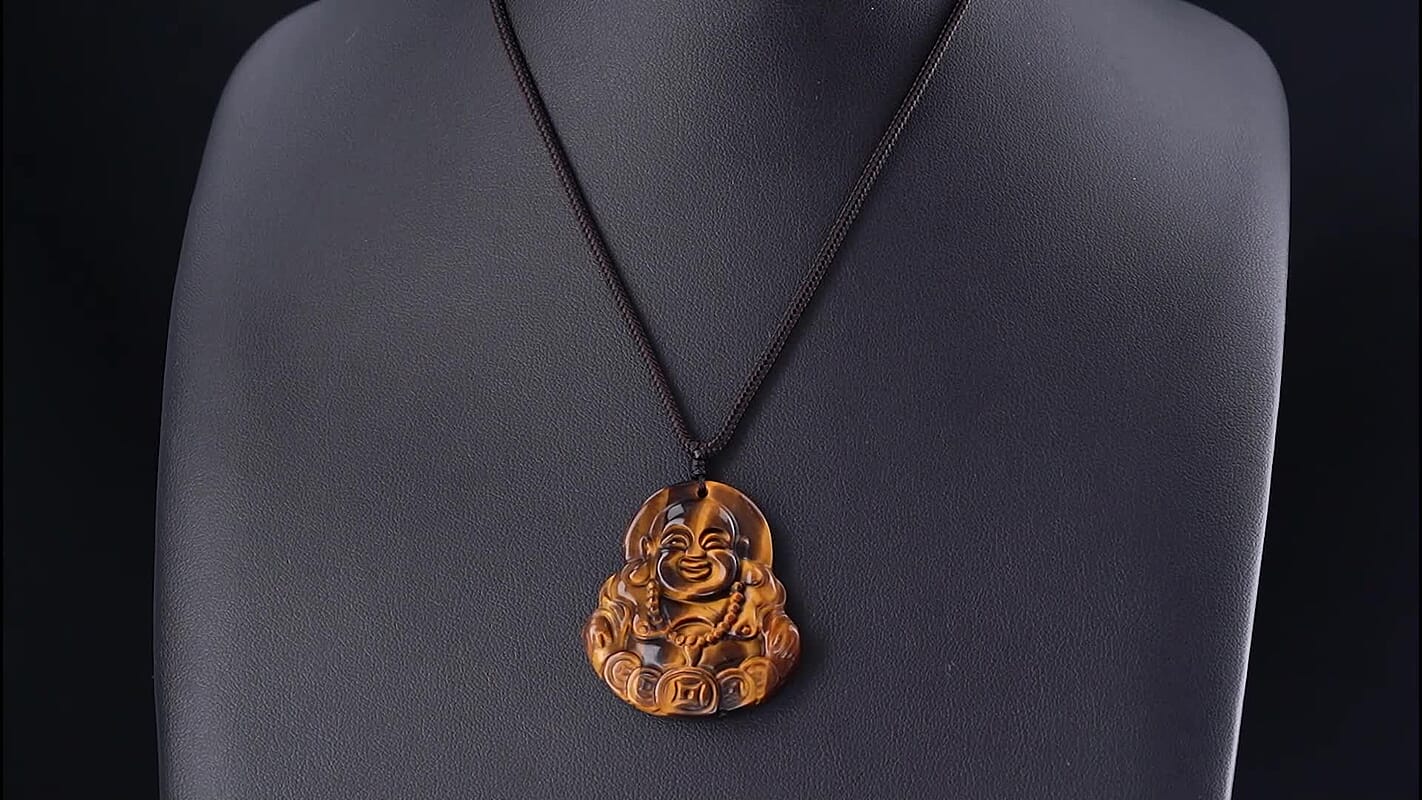 Yellow Tigers Eye 70.00 ctw Seahorse Pendant with Hand Woven Cord Necklace (26 Inches)