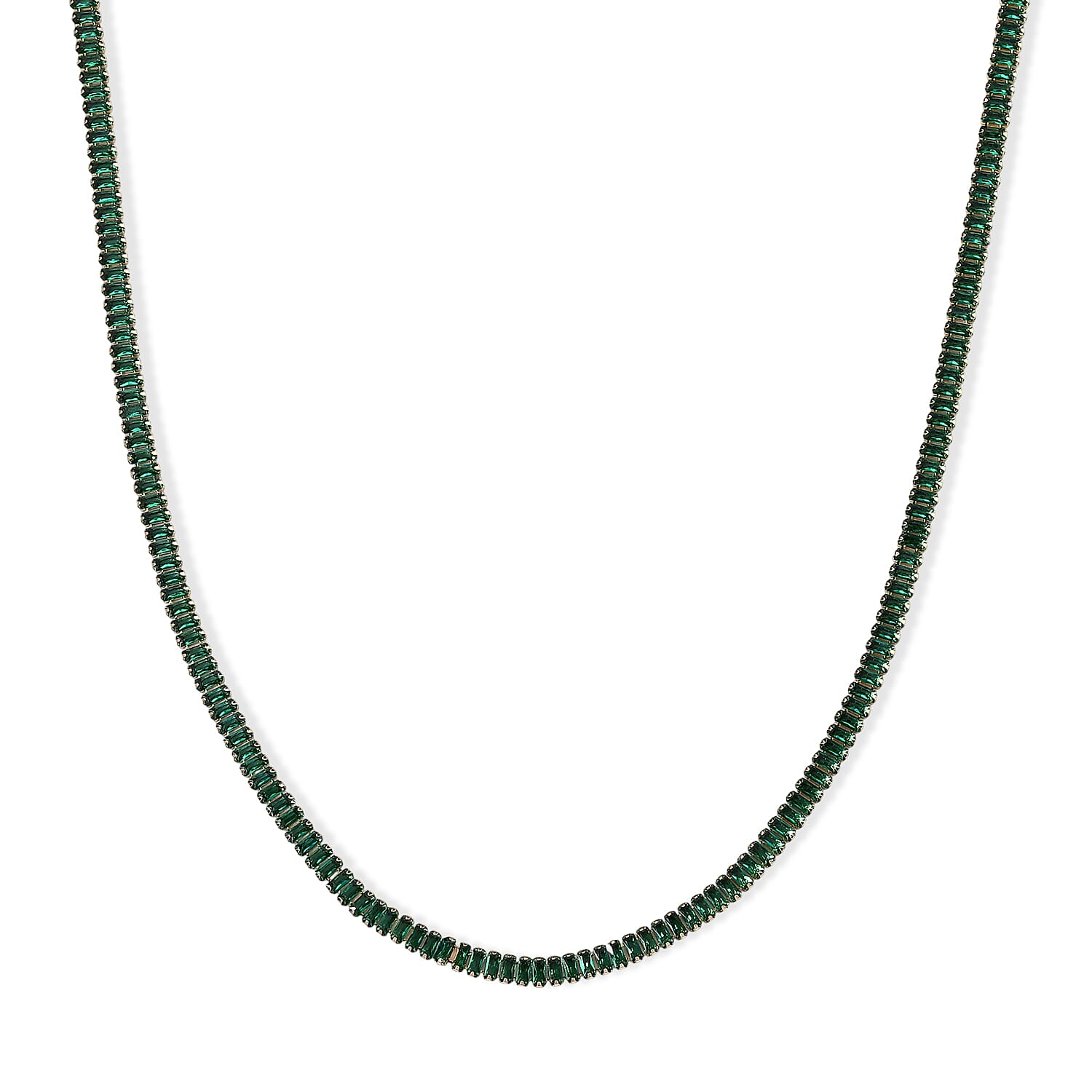 Green Austrian Crystal Necklace (16-20 Inches) in Silvertone