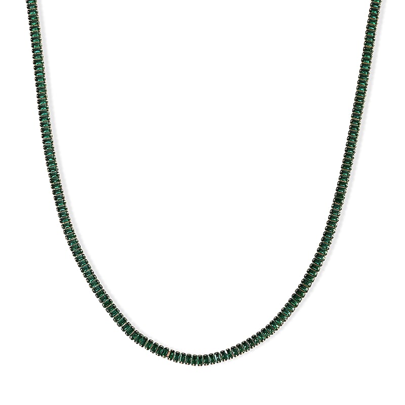 Green Austrian Crystal Necklace (16-20 Inches) in Silvertone