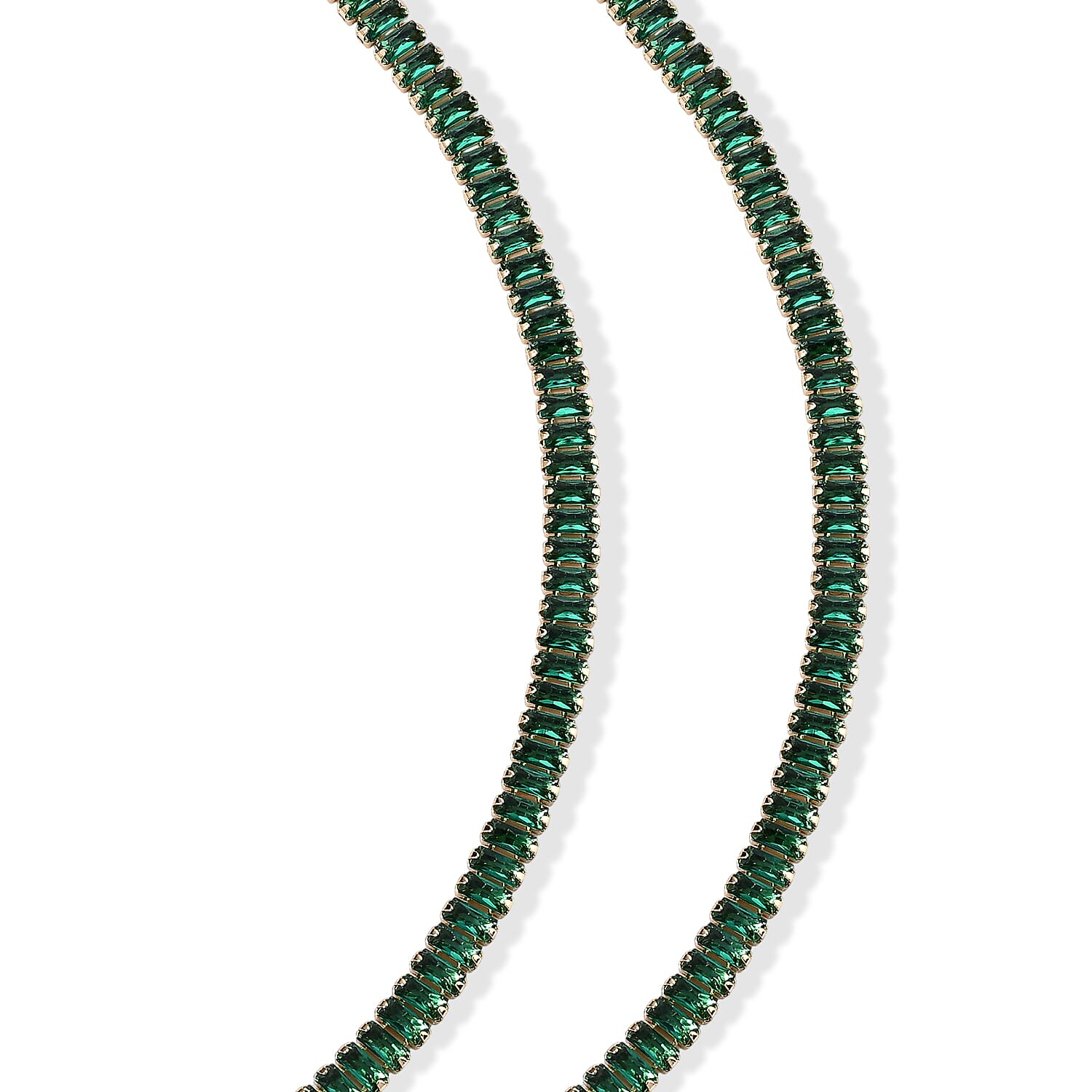 Green Austrian Crystal Necklace (16-20 Inches) in Silvertone