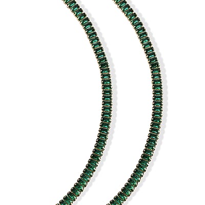 Green Austrian Crystal Necklace (16-20 Inches) in Silvertone