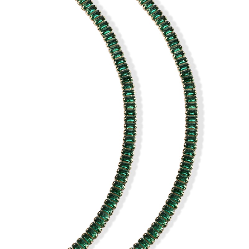 Green Austrian Crystal Necklace (16-20 Inches) in Silvertone