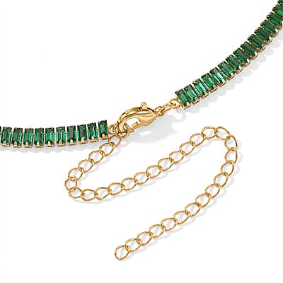 Green Austrian Crystal Necklace (16-20 Inches) in Silvertone