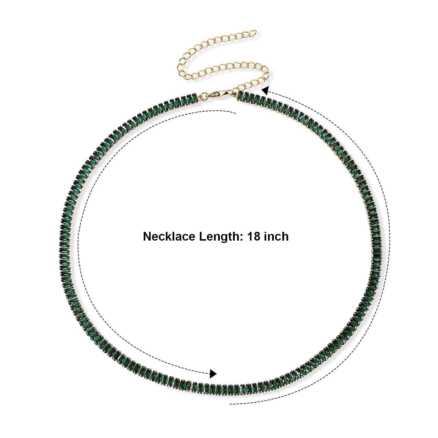 Green Austrian Crystal Necklace (16-20 Inches) in Silvertone