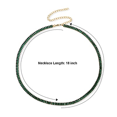 Green Austrian Crystal Necklace (16-20 Inches) in Silvertone