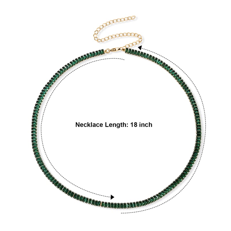 Green Austrian Crystal Necklace (16-20 Inches) in Silvertone