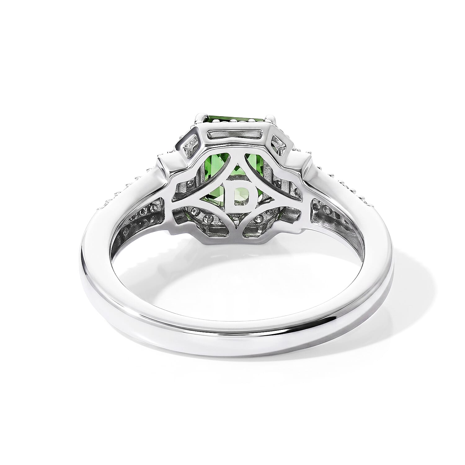 D'Joy AAA Mint Tourmaline and Moissanite 1.20 ctw Ring in Rhodium Over Sterling Silver (Size 6.0)