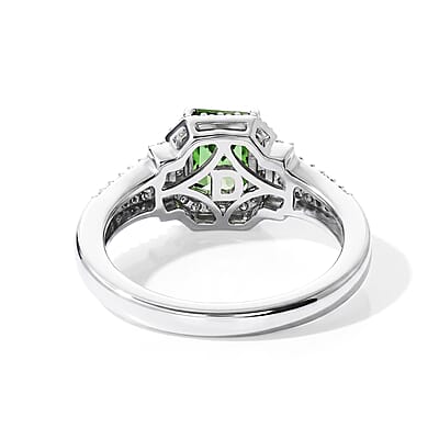 D'Joy AAA Mint Tourmaline and Moissanite 1.20 ctw Ring in Rhodium Over Sterling Silver (Size 6.0)