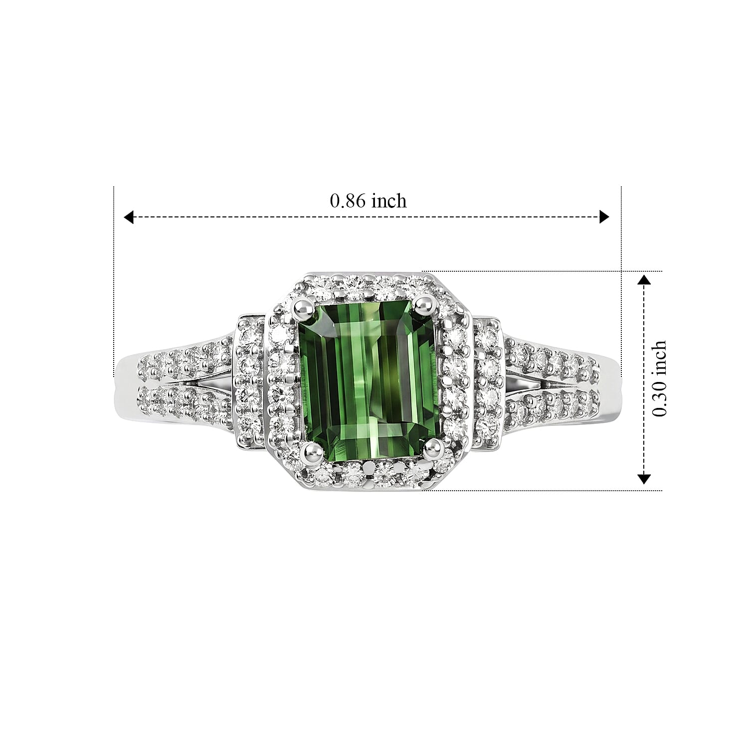 D'Joy AAA Mint Tourmaline and Moissanite 1.20 ctw Ring in Rhodium Over Sterling Silver (Size 6.0)