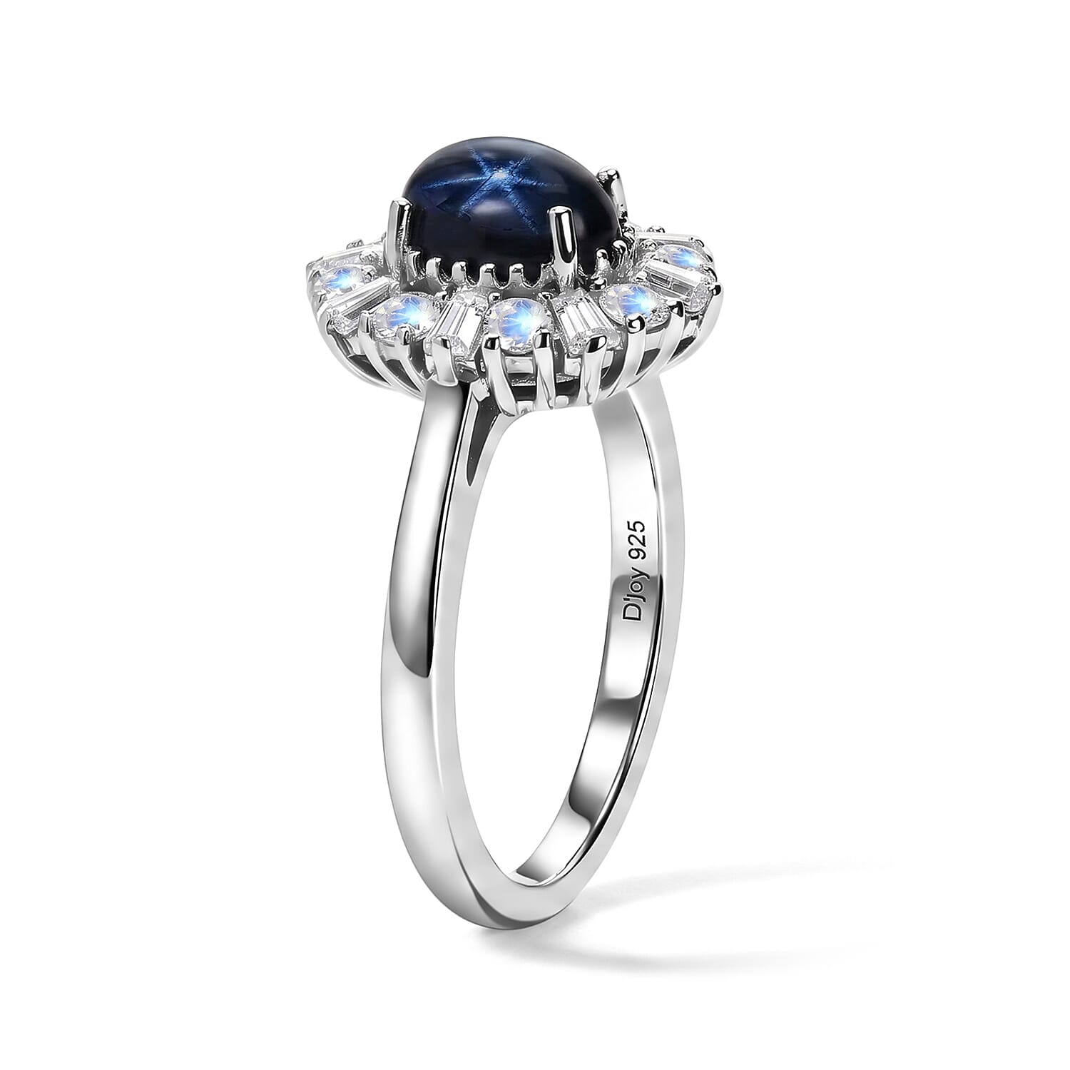 D'Joy Premium Blue Star Sapphire (DF) and Multi Gemstone 2.00 ctw Ring in Rhodium Over Sterling Silver (Size 5.0)