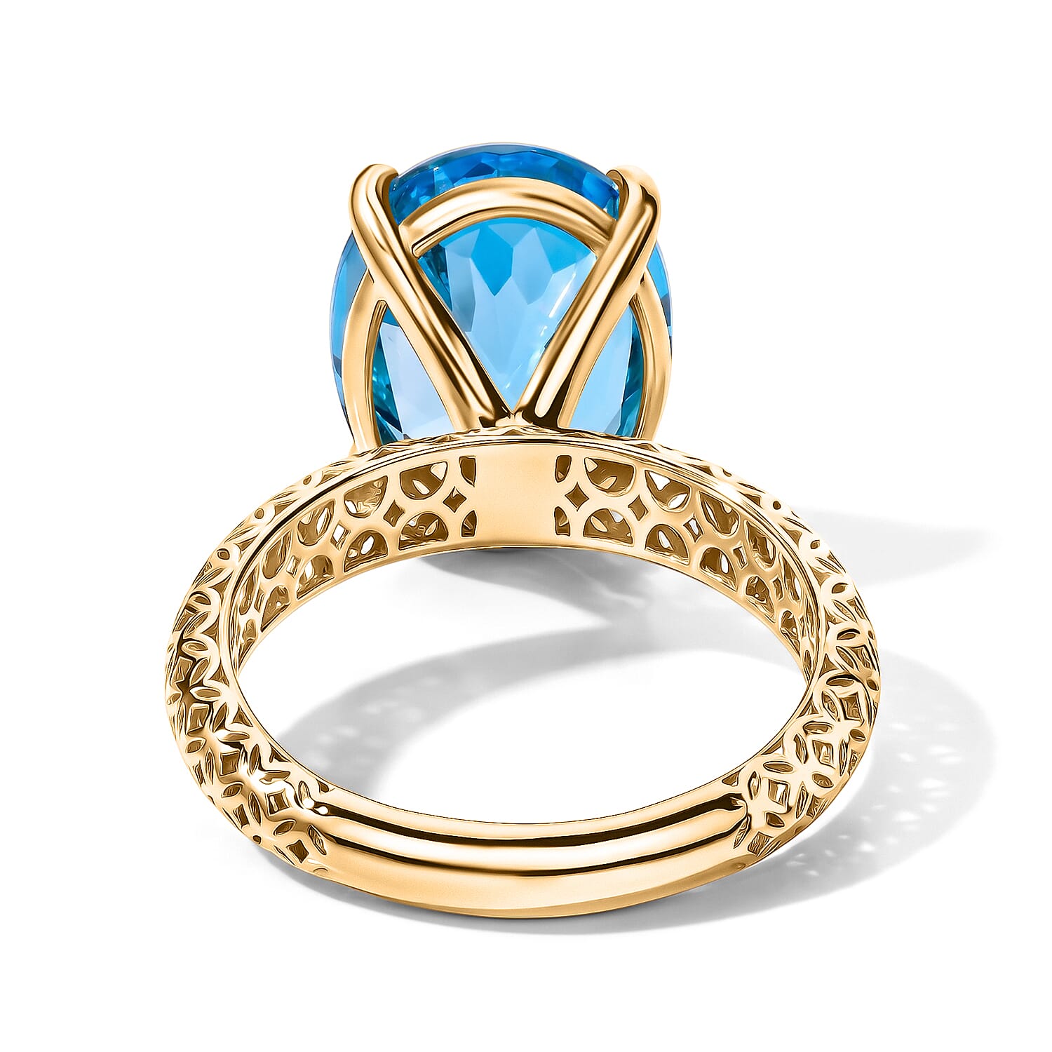 Mirage Collection AAA Swiss Blue Topaz 6.85 ctw Ocean Spark Solitaire Ring in 10K Yellow Gold (Size 7.0)