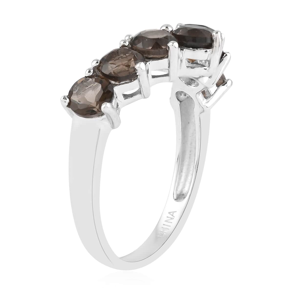 Brazilian Smoky Quartz Wishbone Chevron Band Ring in Sterling Silver (Size 6.0) 2.00 ctw image number 3