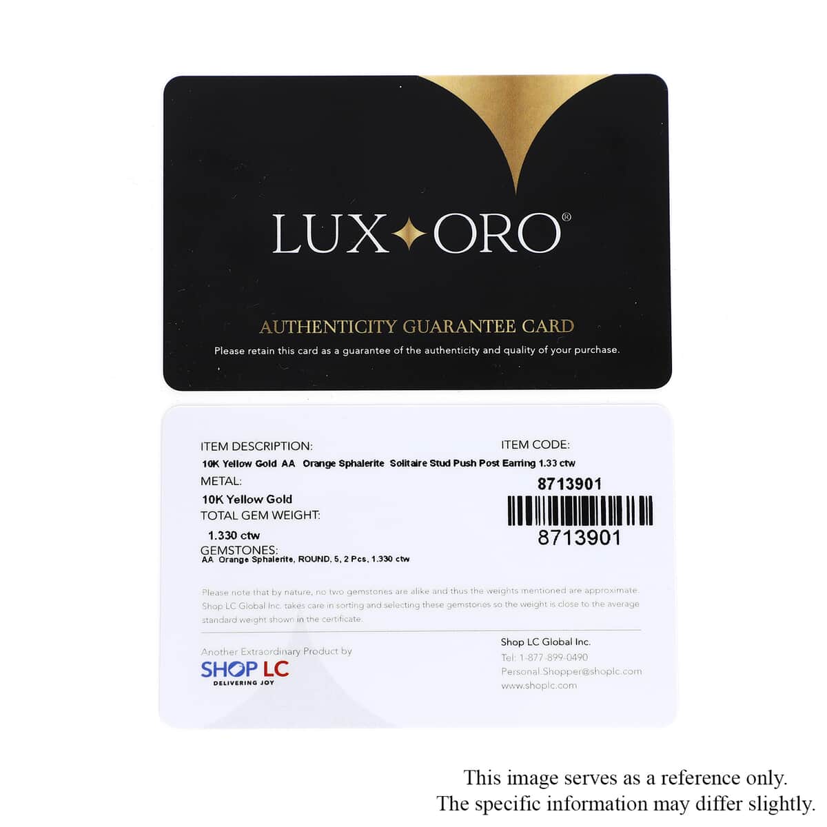 Luxoro 10K Yellow Gold Premium Picos Altos Orange Sphalerite Solitaire Stud Earrings 1.35 ctw image number 5