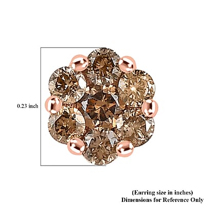 Luxoro 10K Rose Gold Natural Champagne Diamond Floral Stud Earrings 0.50 ctw