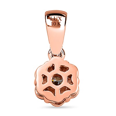 Luxoro 10K Rose Gold Natural Champagne Diamond Floral Pendant 0.50 ctw