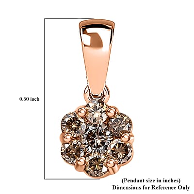 Luxoro 10K Rose Gold Natural Champagne Diamond Floral Pendant 0.50 ctw