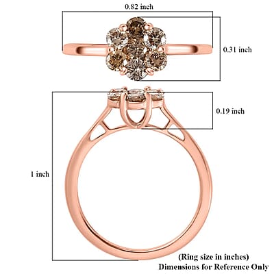 Luxoro 10K Rose Gold Natural Champagne Diamond Floral Ring, Diamond Floral Ring, Engagement Rings, Seven Stone Ring For Women 0.50 ctw