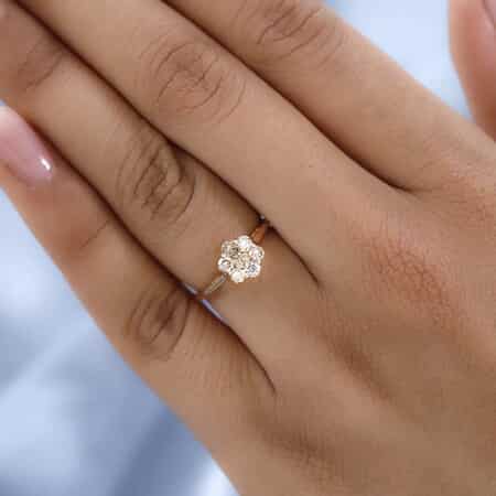 Luxoro 10K Rose Gold Natural Champagne Diamond Floral Ring, Diamond Floral Ring, Engagement Rings, Seven Stone Ring For Women, Promise Rings 0.50 ctw image number 5
