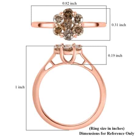 Luxoro 10K Rose Gold Natural Champagne Diamond Floral Ring, Diamond Floral Ring, Engagement Rings, Seven Stone Ring For Women, Promise Rings 0.50 ctw image number 6