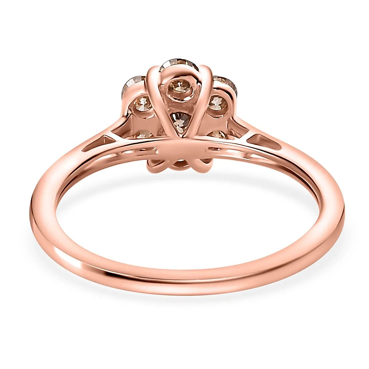 Luxoro 10K Rose Gold Natural Champagne Diamond Floral Ring, Diamond Floral Ring, Engagement Rings, Seven Stone Ring For Women, Promise Rings 0.50 ctw image number 4