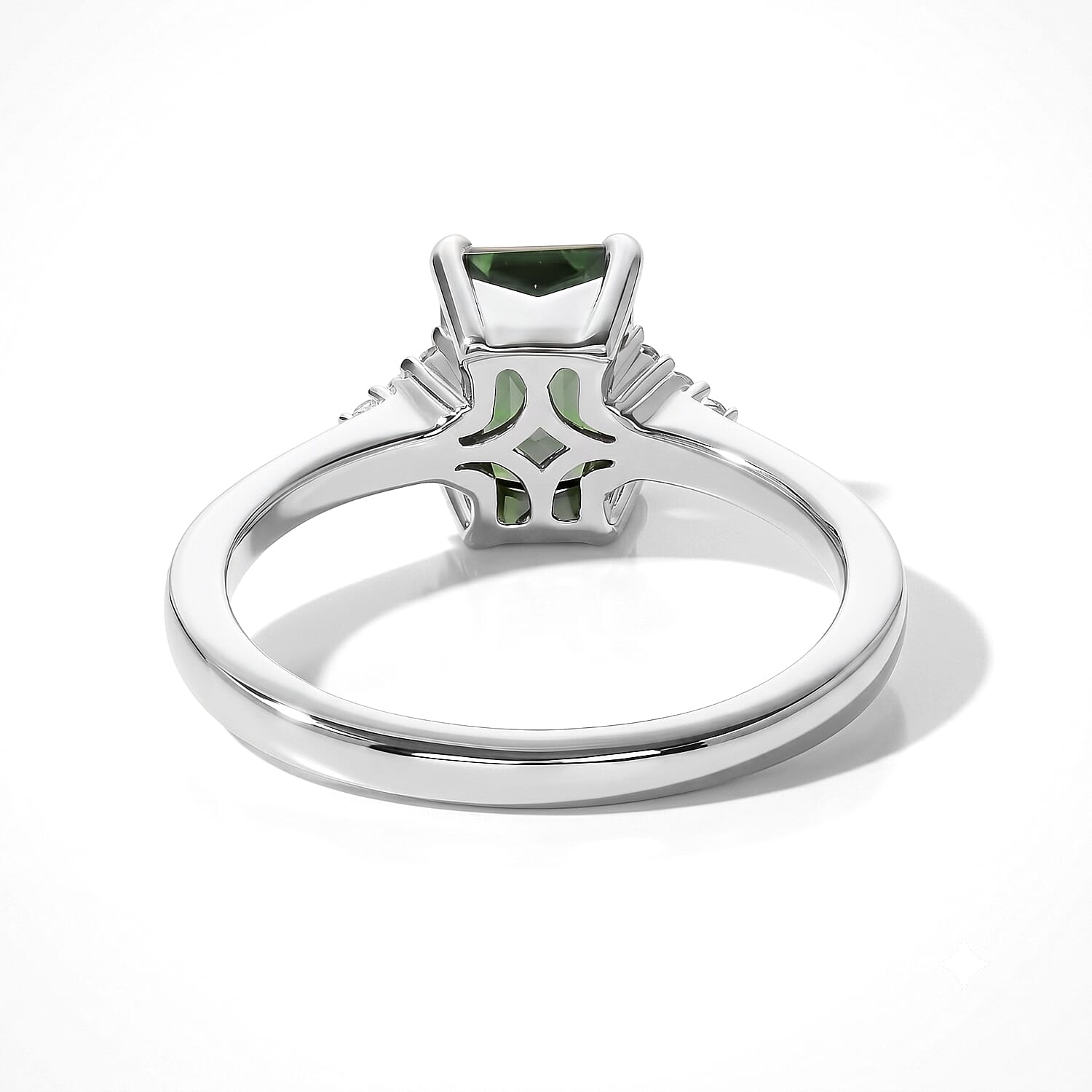 D'Joy AAA Mint Tourmaline and Diamond 1.35 ctw Ring in Rhodium Over Sterling Silver (Size 7.0)