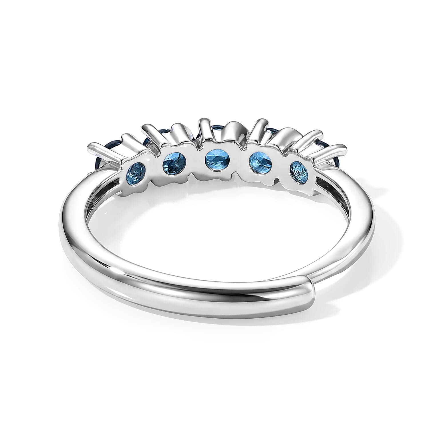 Blue Topaz 1.00 ctw 5 Stone Ring Silvertone (Adjustable)