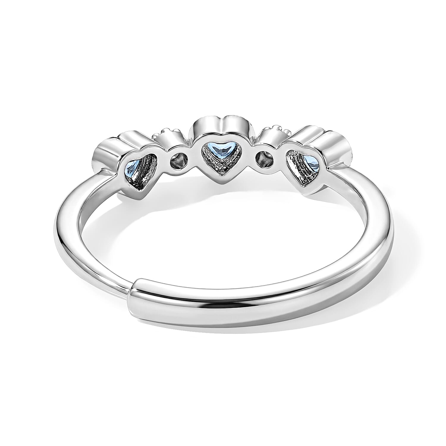 Blue Topaz and Simulated Diamond 0.60 ctw Ring Silvertone (Adjustable)