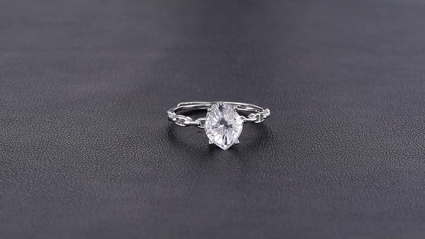 White Crystal Quartz 2.00 ctw Ring in Silvertone (Adjustable)